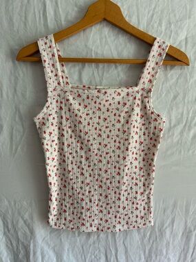 Cottagecore Ditsy Floral Ribbed Tank / Dollette Square Neck Top